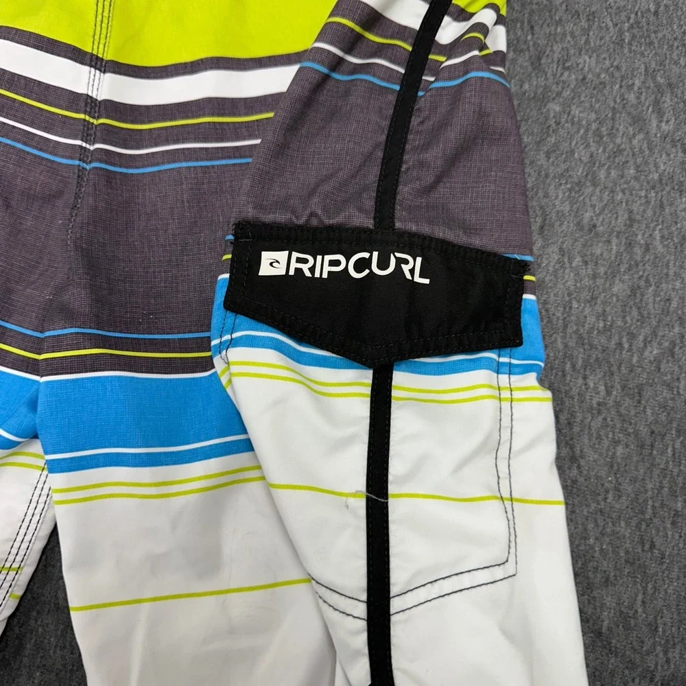 Rip Curl Swim Trunks Striped Board Shorts‎ Drawstring Pocket Surf Size 32